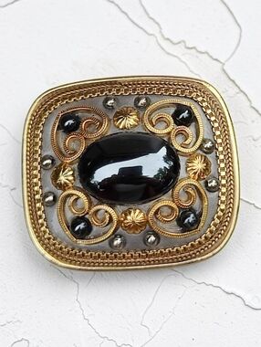 Vintage Artisan Michal Golan Art Deco Style Hematite Pendant